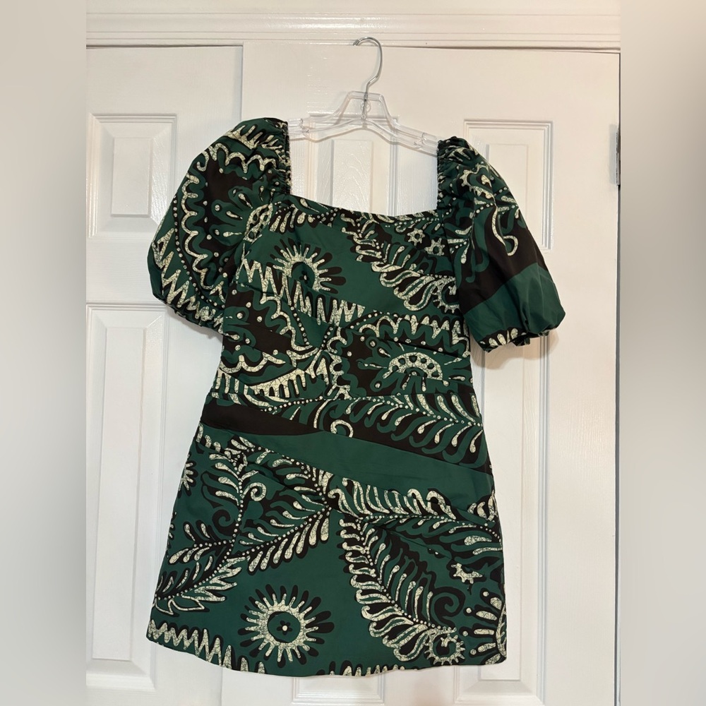 Sea Green and Black Patterned Dress women’s size 8
